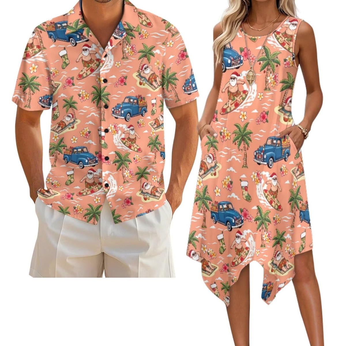 Belidome Couples Matching Outfits Husband and Wife Clothes Sleeveless Dress Button Down Short Sleeve Shirts