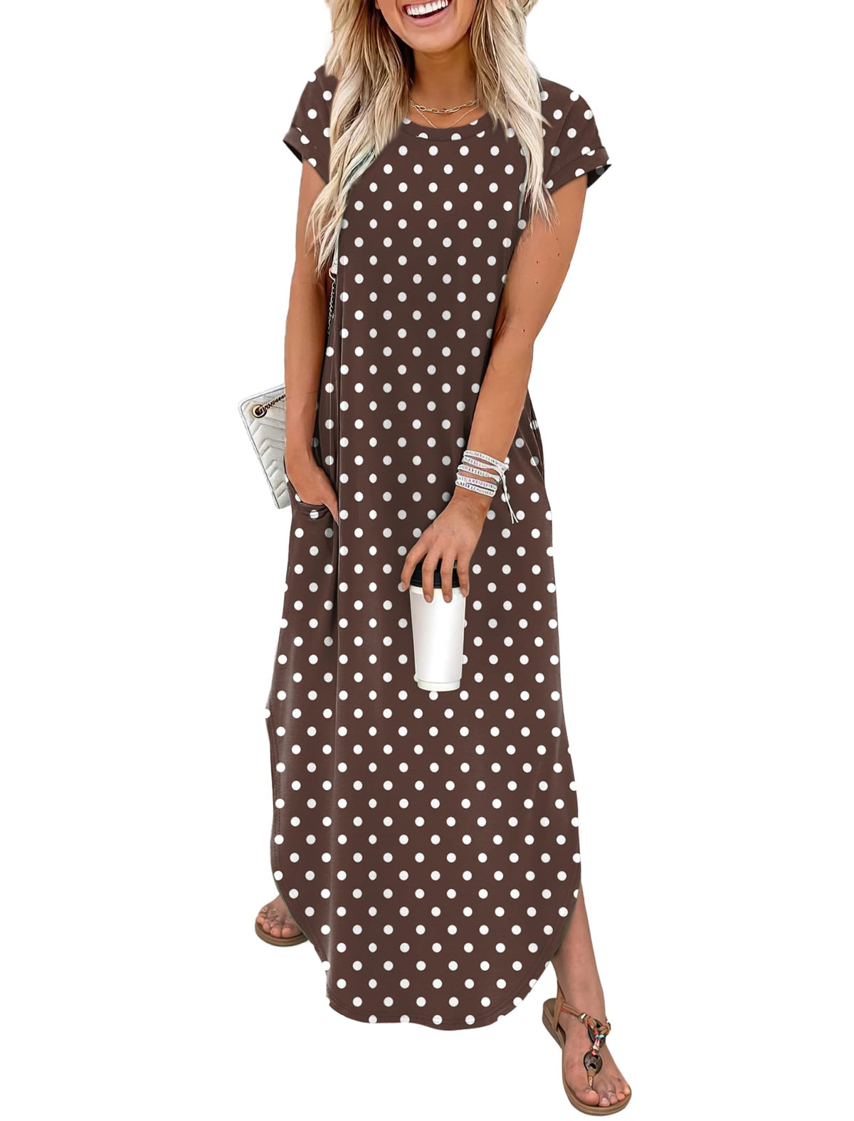 WIHOLL Summer Dresses Cap Sleeve Crewneck Maxi Long Casual Dress with Pockets Beach Vacation Sundresses 2026 Trendy