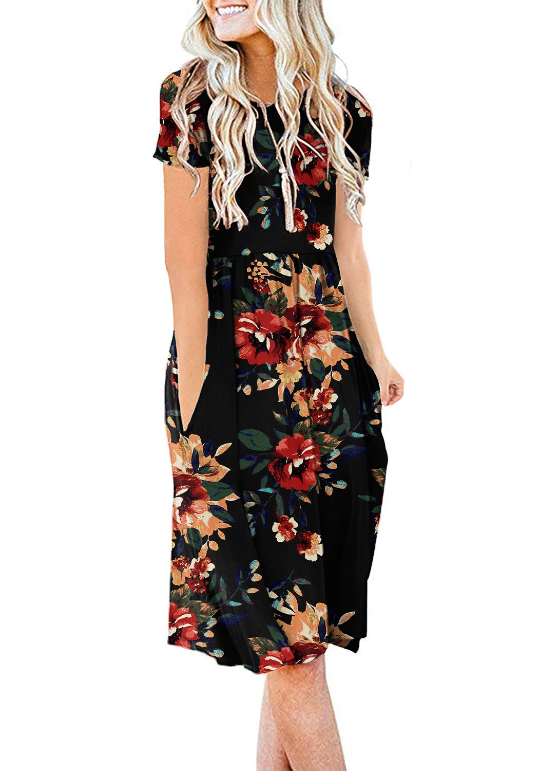 DB MOON Women Summer Casual Short Sleeve Dresses Empire Waist Dress