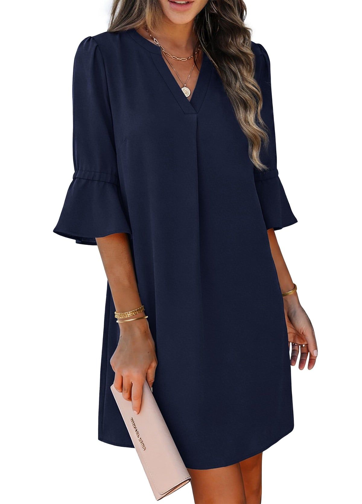 RUMIA Shift Dress for Women Ruffle Sleeve Loose Casual Dress