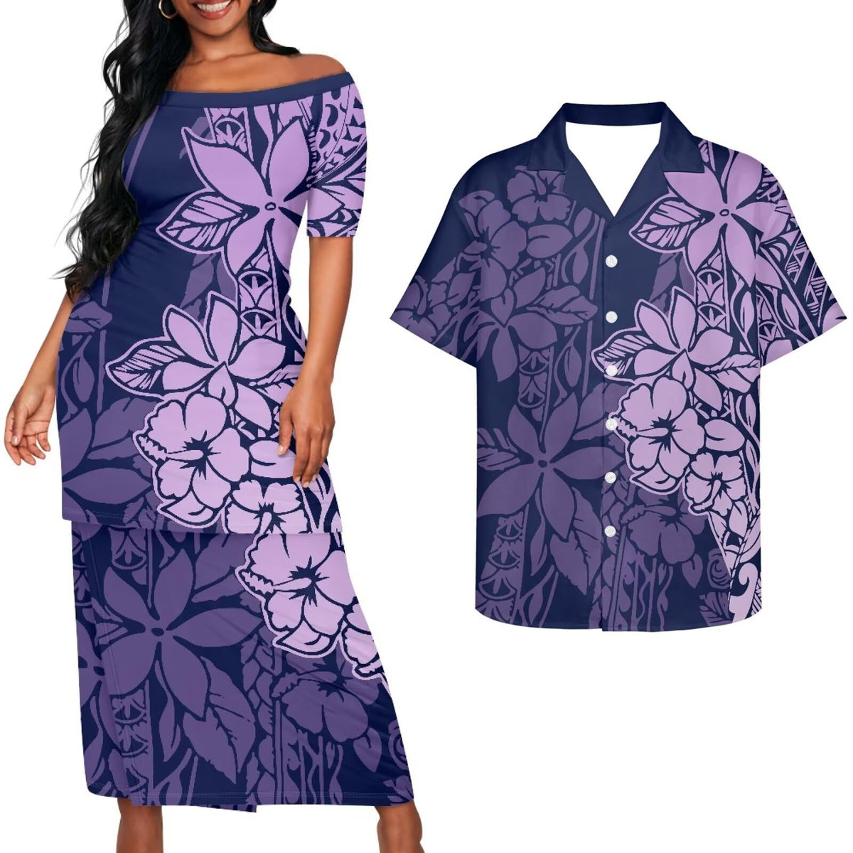 Samoa Couple Outfit Puletasi Samoa Dress Polynesian Shirts for Men Puletasi Samoan Traditional Dress Hawaiian
