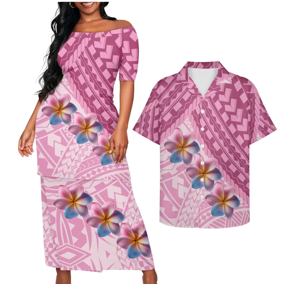 Samoa Couple Outfit Puletasi Samoa Dress Polynesian Shirts for Men Puletasi Samoan Traditional Dress Hawaiian