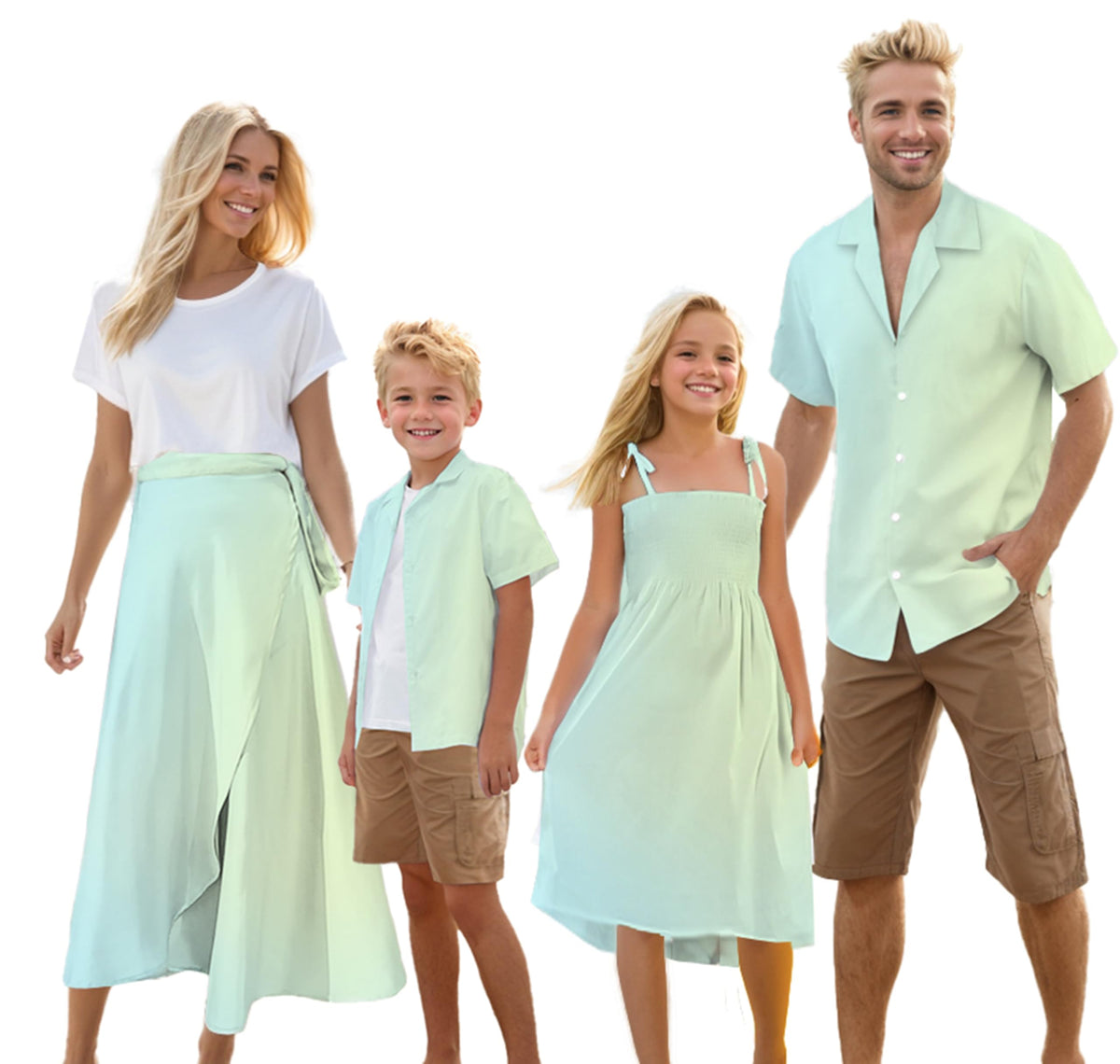 Cromoncent Matching Hawaiian Outfits for Family, Dad and Son Matching Luau Beach Tropical Shirts Mommy Daughter Tropical Sets