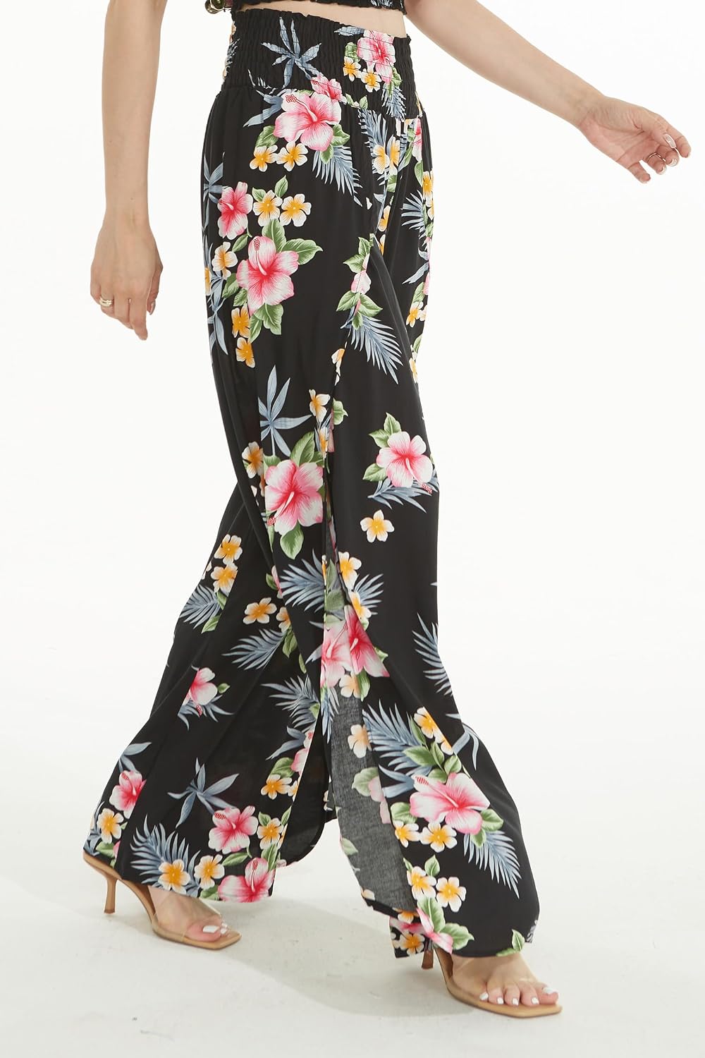 Matchable Couple Hawaiian Shirt or Top & Pants Hibiscus Black
