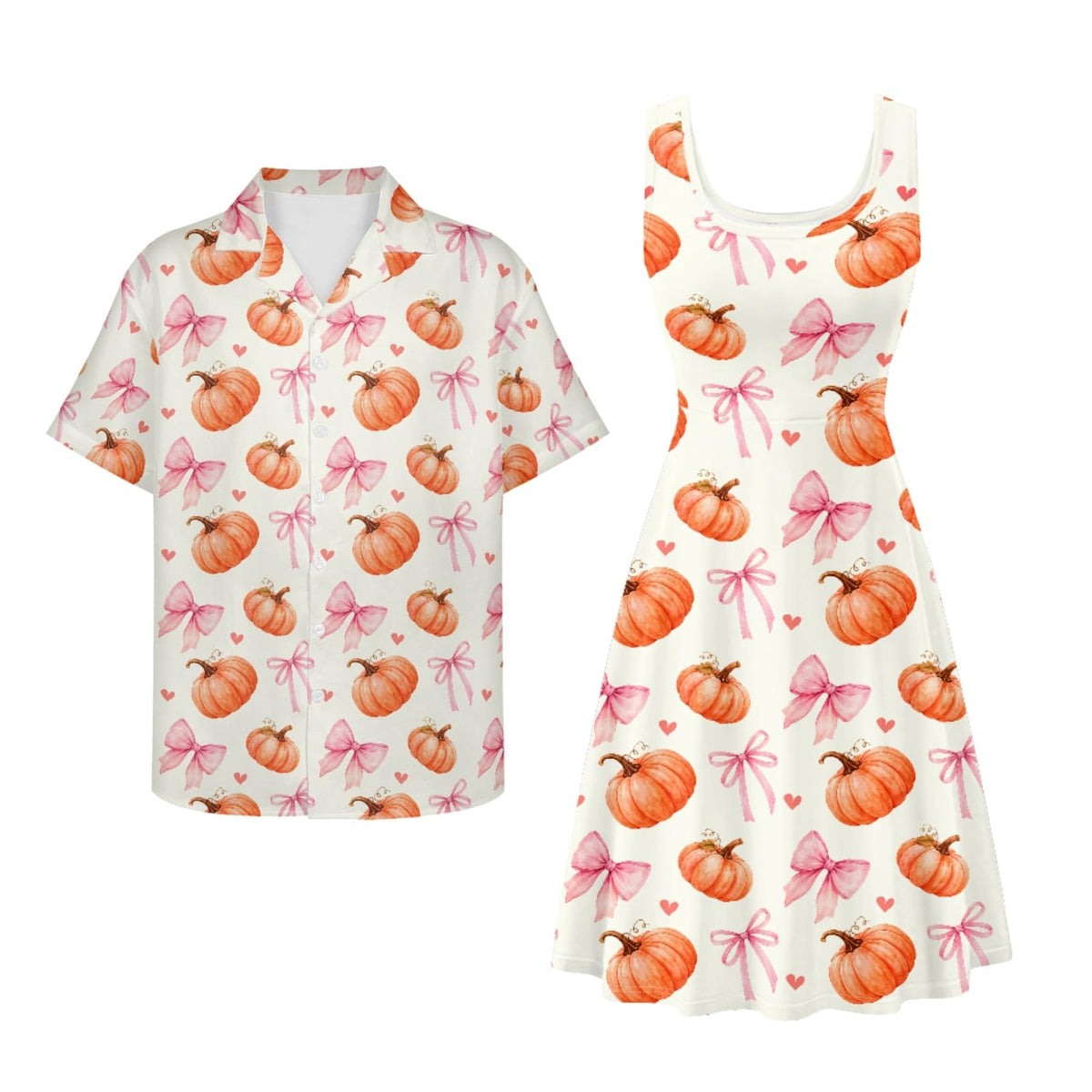 Dreaweet Summer Dresses for Women A-Line Sleeveless Flowy Sun Dresses,Men's Casual Button-Down Shirts,Couple Matching Outfits