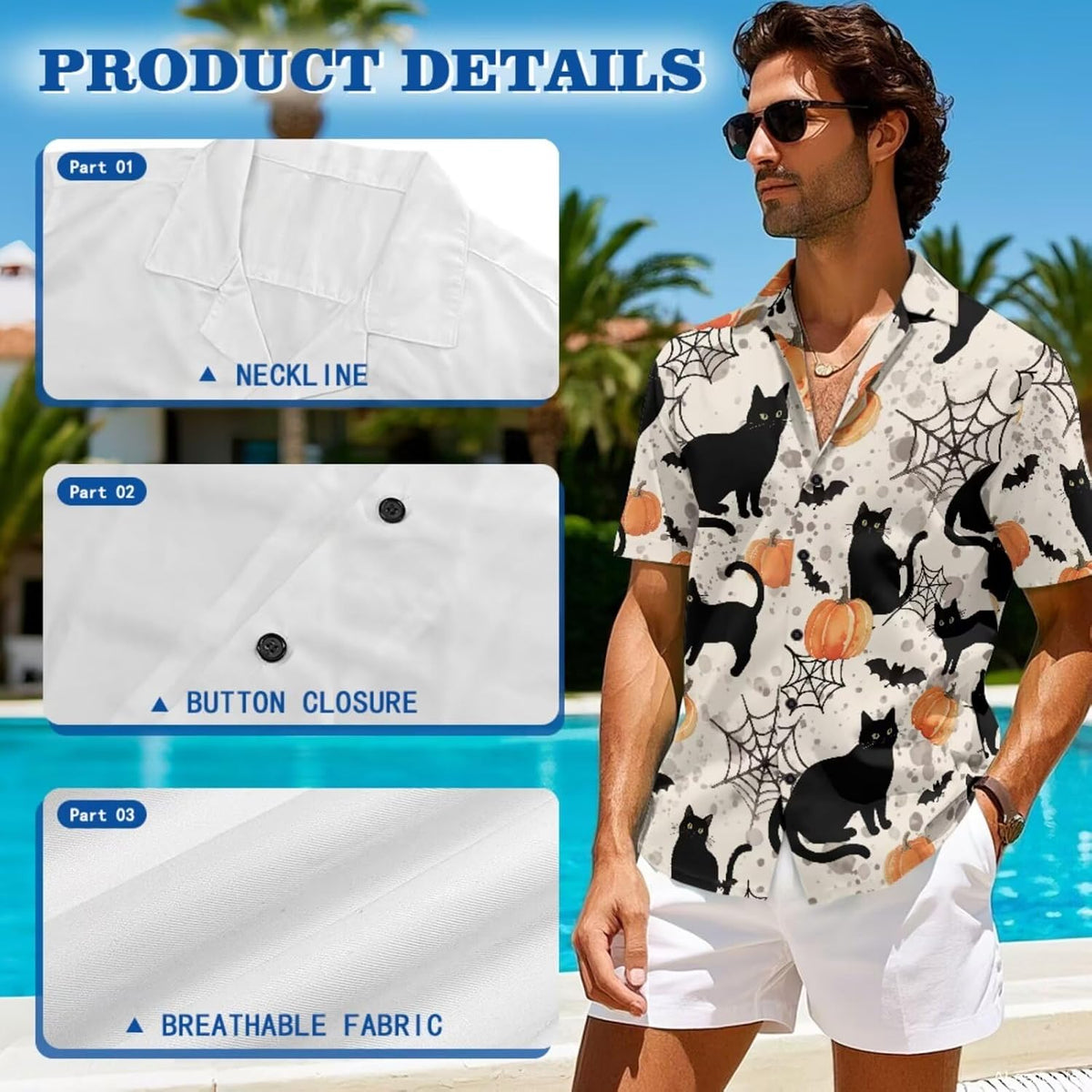 Cozeyat Matching Hawaiian Outfits for Couples Mens Button Up Polos Shirt and Women Sleeveless Sundress with Pockets
