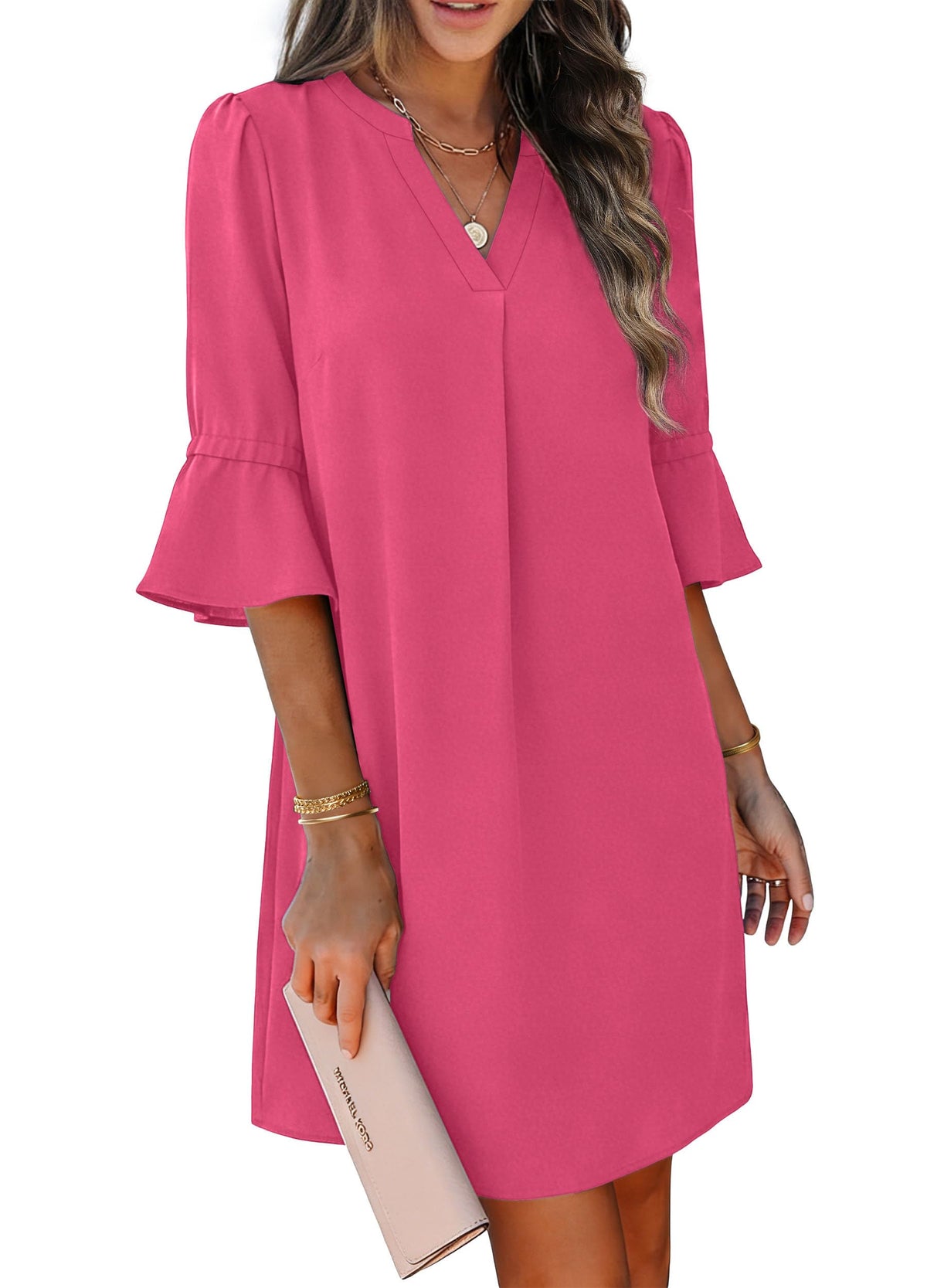 RUMIA Shift Dress for Women Ruffle Sleeve Loose Casual Dress
