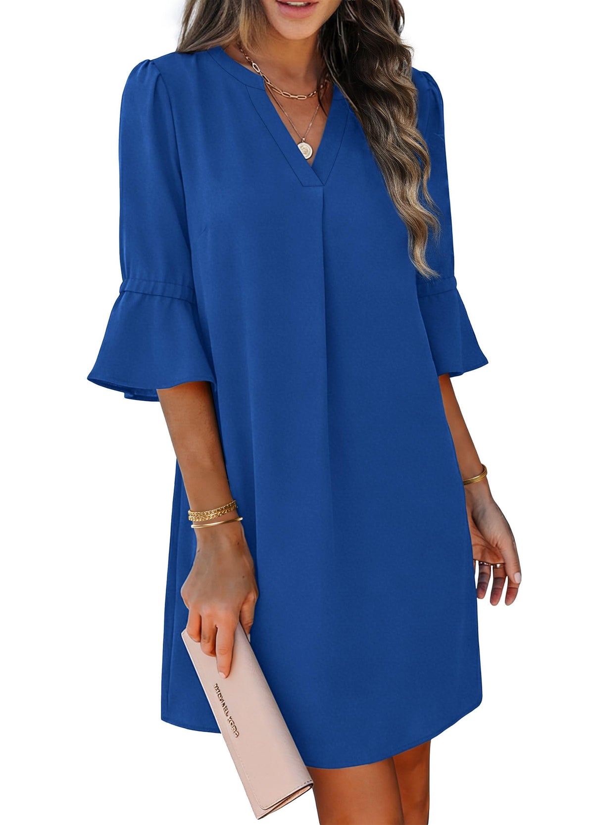RUMIA Shift Dress for Women Ruffle Sleeve Loose Casual Dress