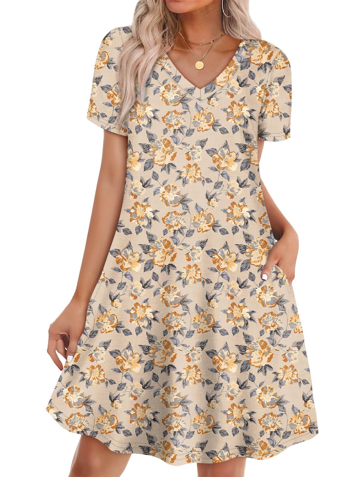 WIHOLL Boho Summer Dresses for Women Casual Loose T Shirt Dress with Pockets Beach Vacation Outfits S-4XL