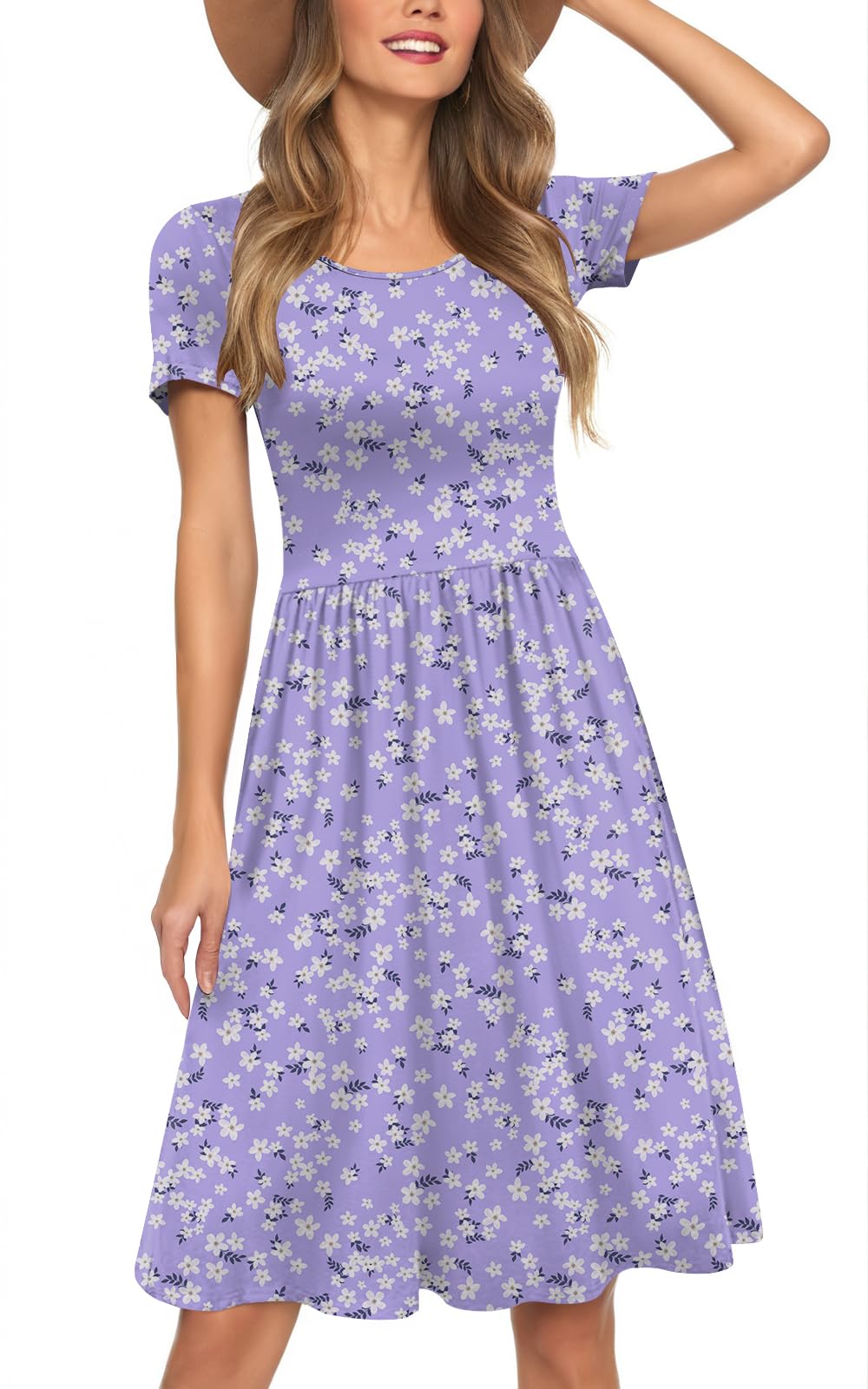 Womens Short Sleeve Empire Waist Dresses Casual Summer Dress