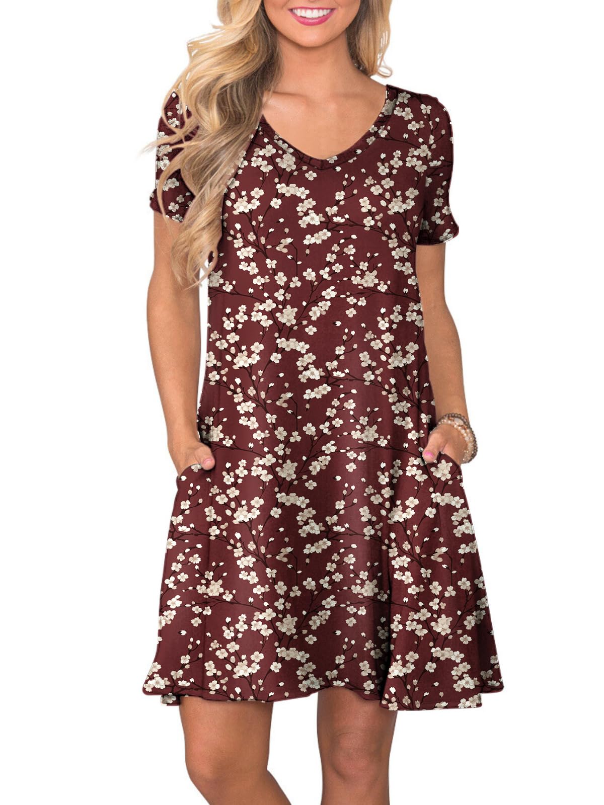 lionstill Women's Casual T Shirt Dress Summer Short Sleeve Swing Dresses with Pockets