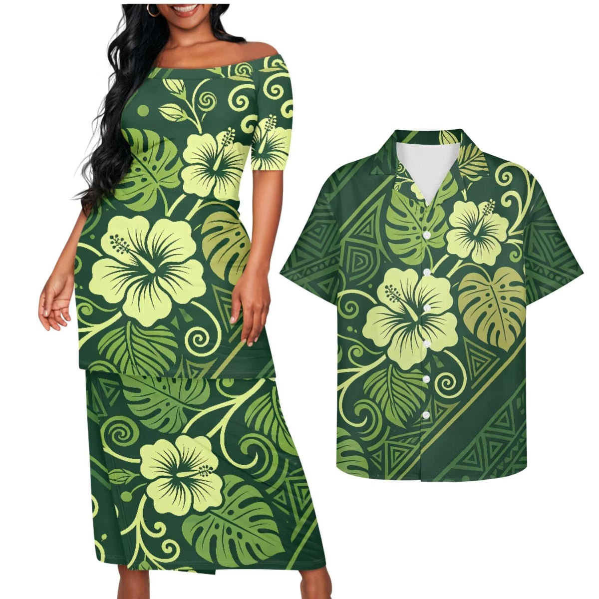Samoa Couple Outfit Puletasi Samoa Dress Polynesian Shirts for Men Puletasi Samoan Traditional Dress Hawaiian