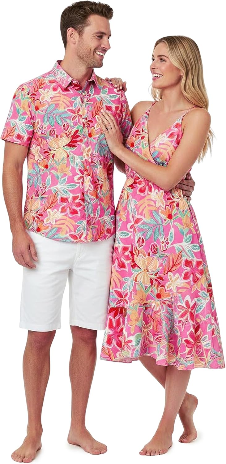 PATPAT Couples Matching Outfits Hawaiian Women Dresses or Men's Shirts