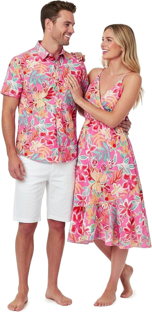 PATPAT Couples Matching Outfits Hawaiian Women Dresses or Men's Shirts