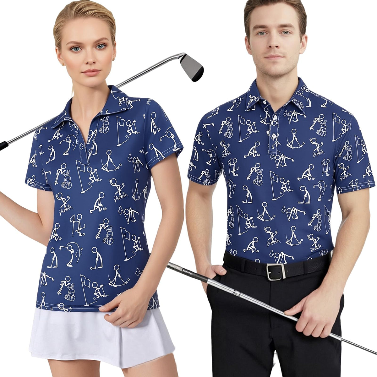 Matching Golf Shirts for Couples Funny Golf Polo Shirts for Men Women Couples Matching Outfits Short Sleeve Golf Polos