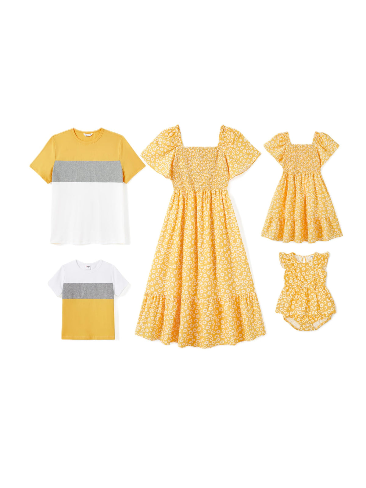 PATPAT Family Matching Outfits Mommy and Me Dresses Floral Dress & T-Shirts