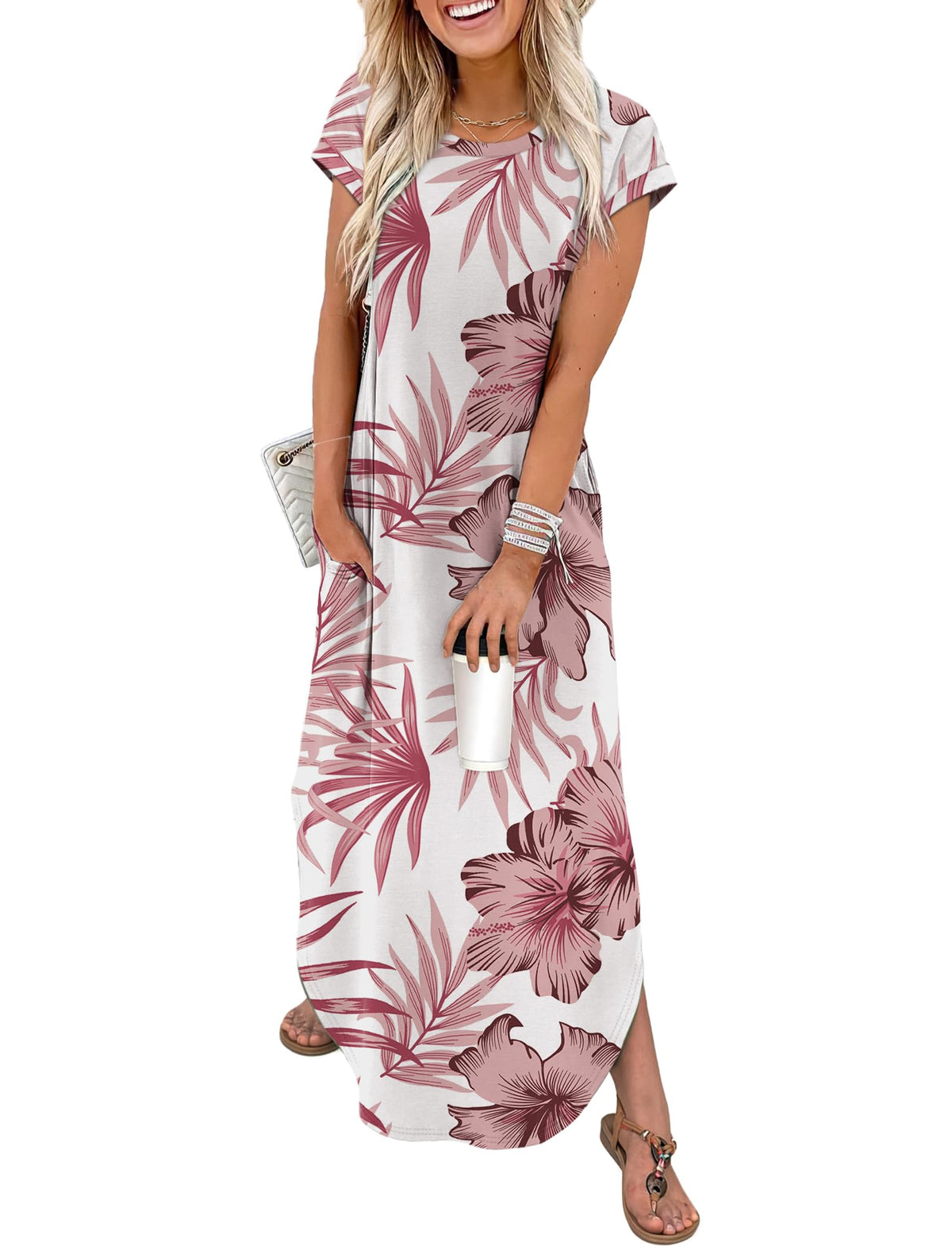 WIHOLL Summer Dresses Cap Sleeve Crewneck Maxi Long Casual Dress with Pockets Beach Vacation Sundresses 2026 Trendy