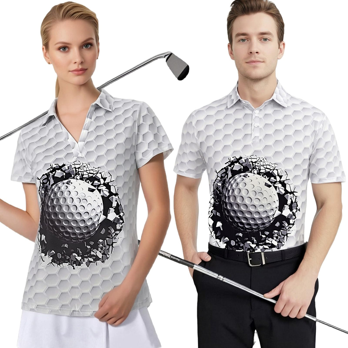 Matching Golf Shirts for Couples Funny Golf Polo Shirts for Men Women Couples Matching Outfits Short Sleeve Golf Polos