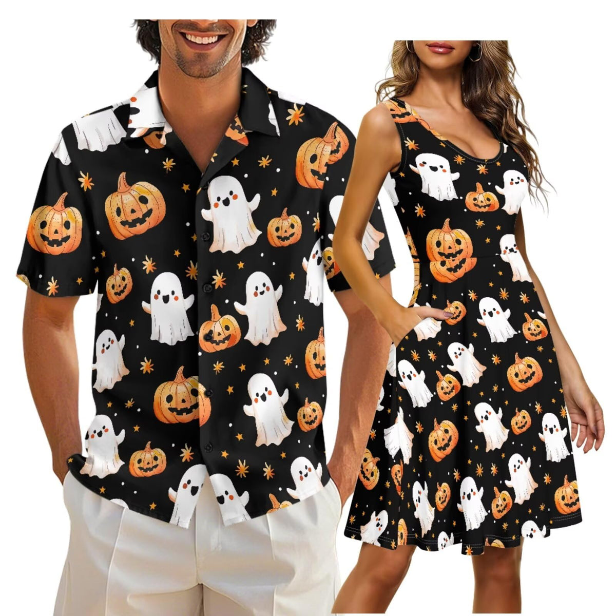 Cozeyat Independence Day Matching Outfits for Couples Mens Short Sleeve Button Down Shirts Womens Sleeveless Dress