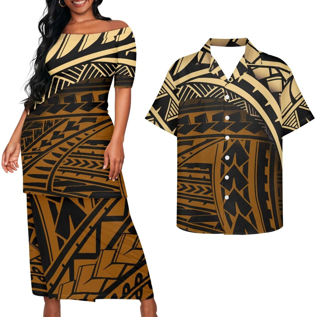 Samoa Couple Outfit Puletasi Samoa Dress Polynesian Shirts for Men Puletasi Samoan Traditional Dress Hawaiian