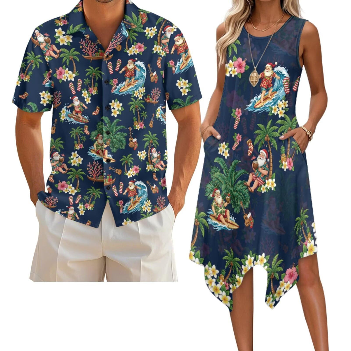 Belidome Couples Matching Outfits Husband and Wife Clothes Sleeveless Dress Button Down Short Sleeve Shirts