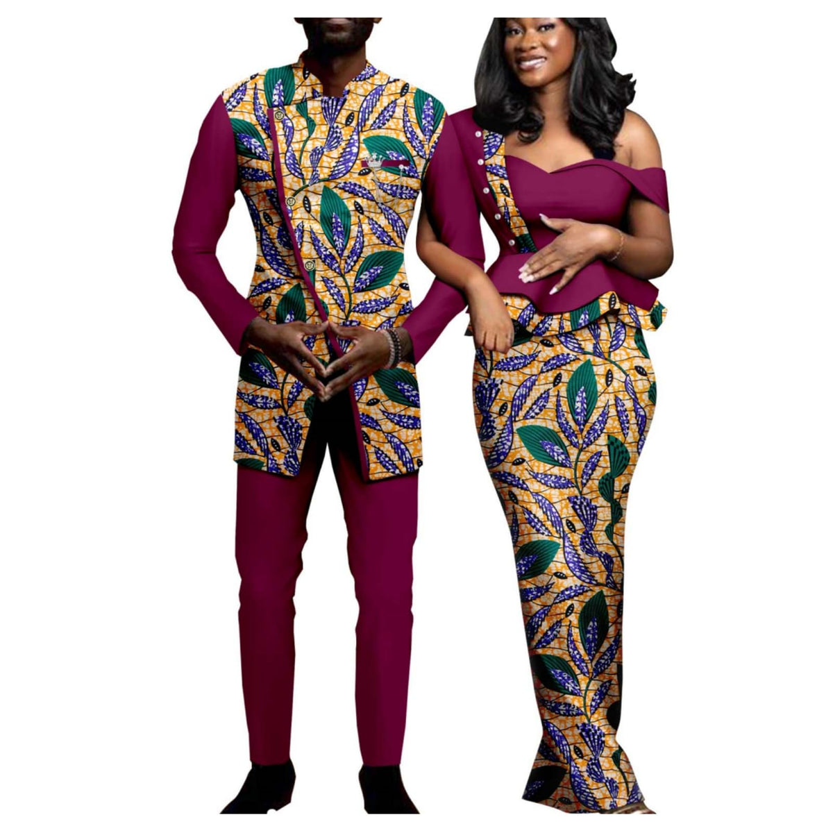 African Print Dresses for Women Matching Couple Outfits Men Clothes Jacket and Pant Sets Party Wear