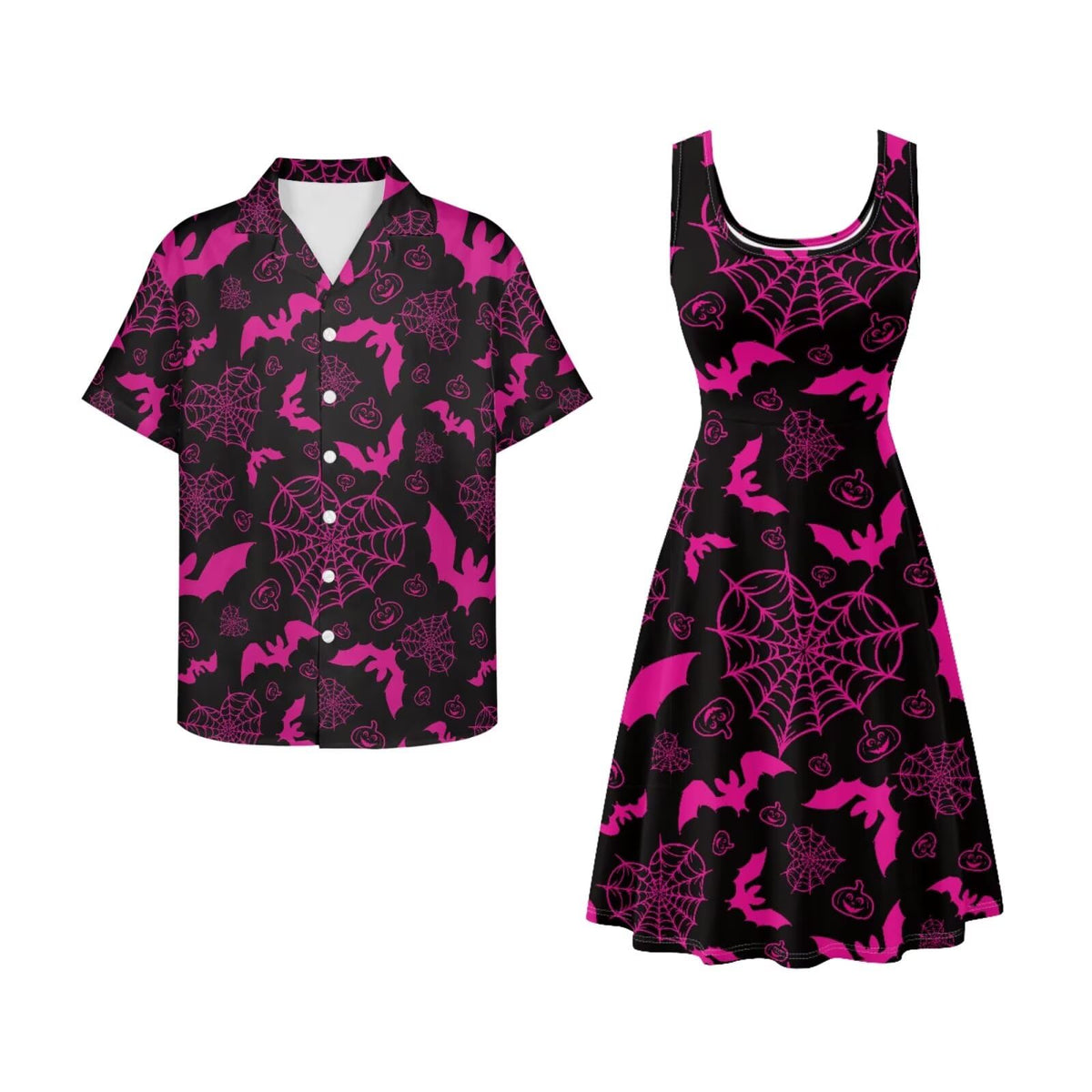 Dreaweet Summer Dresses for Women A-Line Sleeveless Flowy Sun Dresses,Men's Casual Button-Down Shirts,Couple Matching Outfits