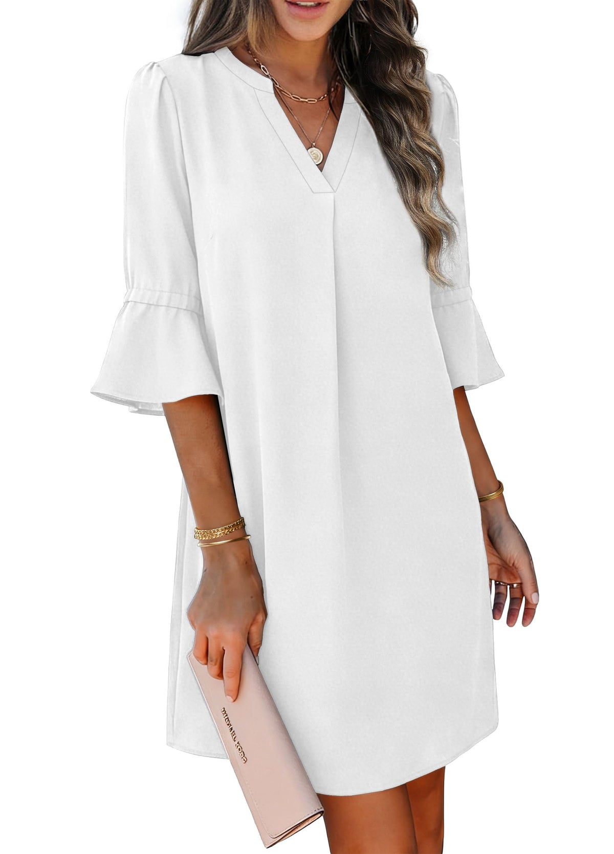 RUMIA Shift Dress for Women Ruffle Sleeve Loose Casual Dress