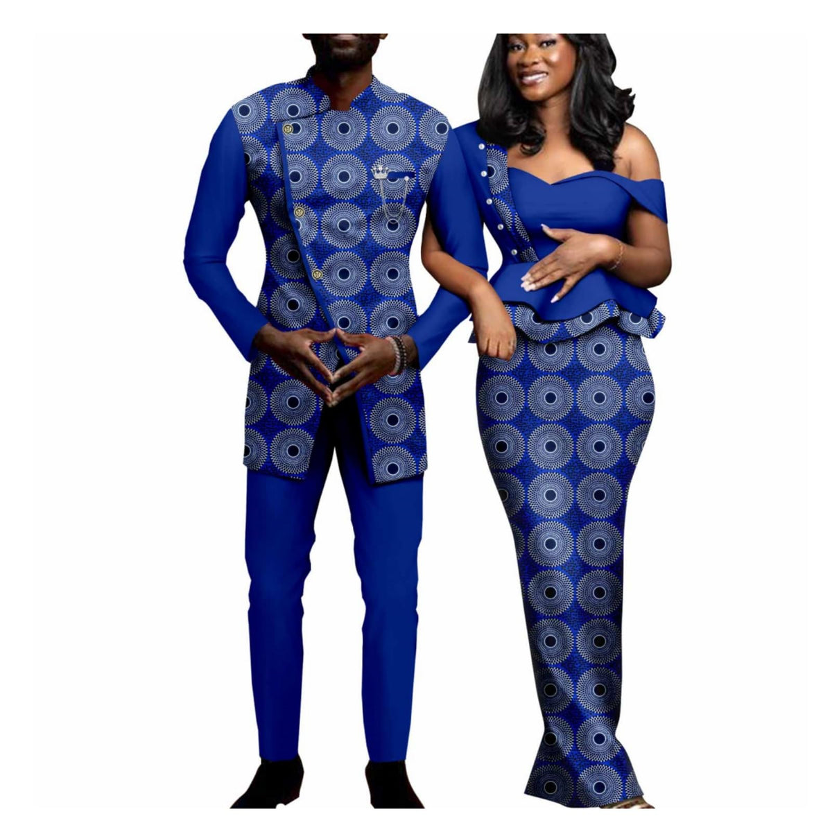 African Print Dresses for Women Matching Couple Outfits Men Clothes Jacket and Pant Sets Party Wear