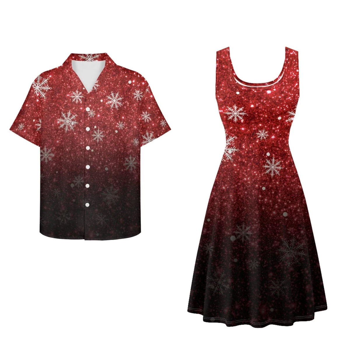Dreaweet Summer Dresses for Women A-Line Sleeveless Flowy Sun Dresses,Men's Casual Button-Down Shirts,Couple Matching Outfits