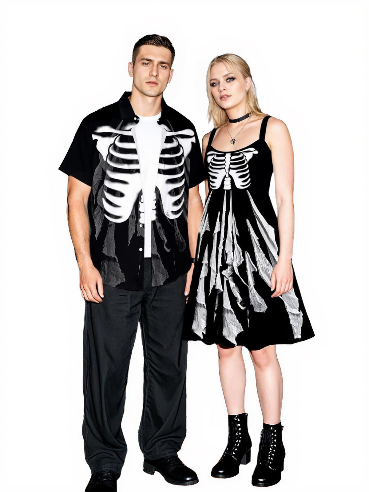 ROSE GAL Matchable Couples Hawaiian Men Shirt and Women Vintage Vintage Sleeveless Dress