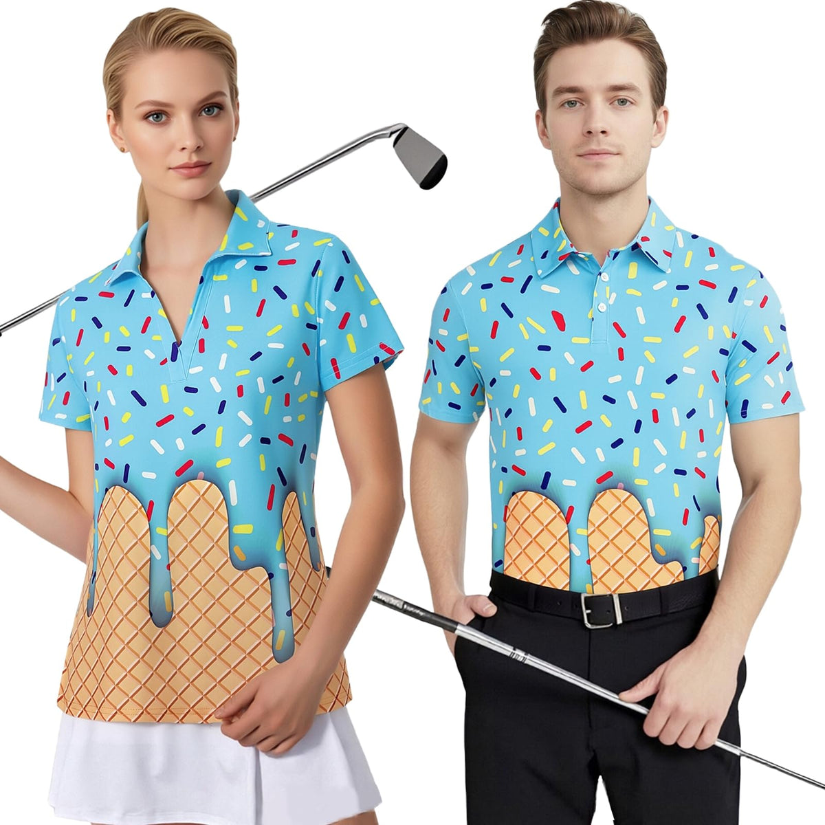 Matching Golf Shirts for Couples Funny Golf Polo Shirts for Men Women Couples Matching Outfits Short Sleeve Golf Polos