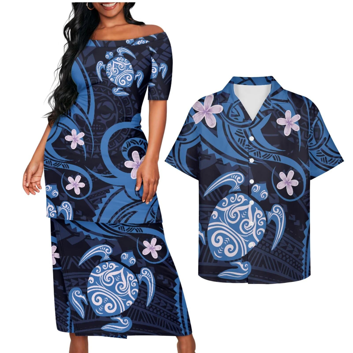 Samoa Couple Outfit Puletasi Samoa Dress Polynesian Shirts for Men Puletasi Samoan Traditional Dress Hawaiian