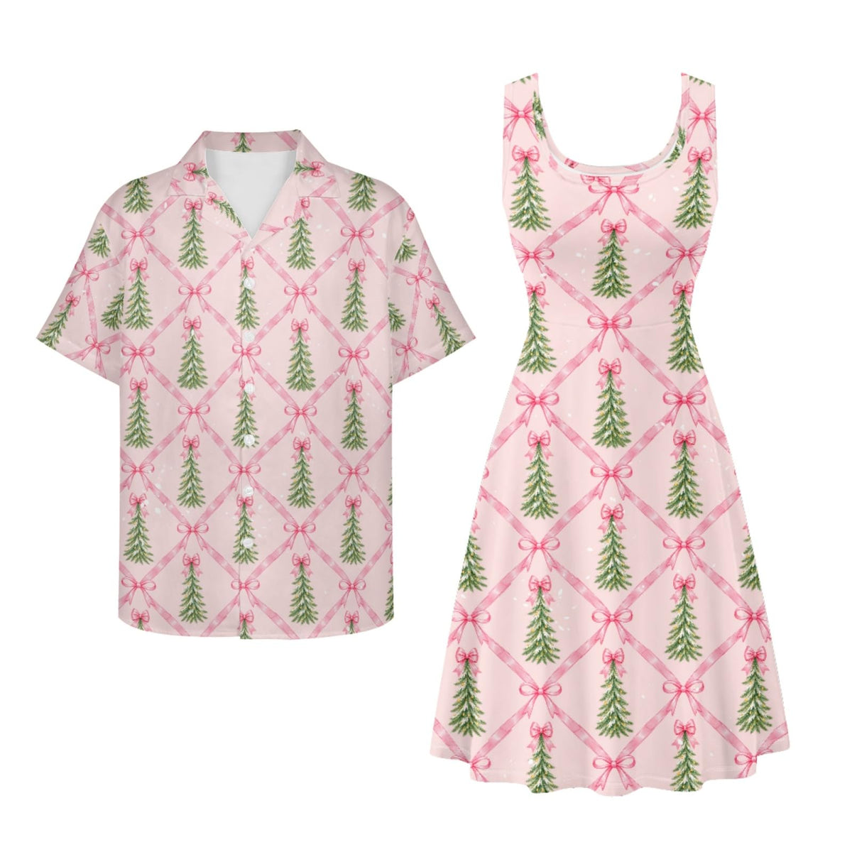 Dreaweet Summer Dresses for Women A-Line Sleeveless Flowy Sun Dresses,Men's Casual Button-Down Shirts,Couple Matching Outfits