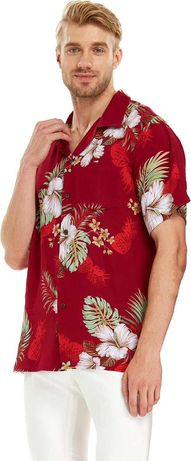 Matchable Couple Hawaiian Shirt or Wrap Dress Signature Prints Pineapple