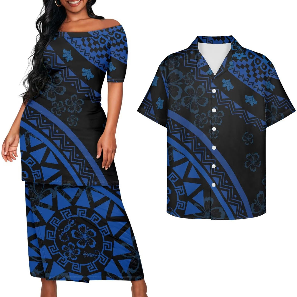 Samoa Couple Outfit Puletasi Samoa Dress Polynesian Shirts for Men Puletasi Samoan Traditional Dress Hawaiian