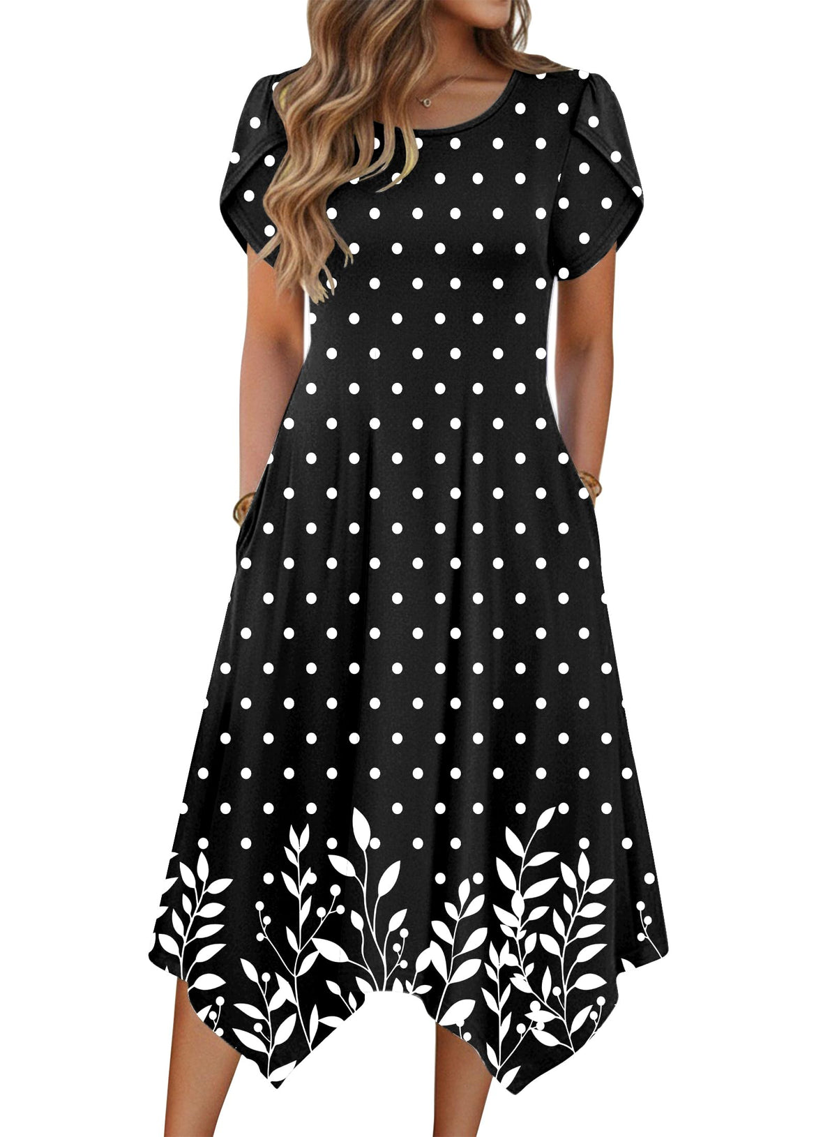 Zeagoo Womens Casual Dress for Summer Loose Hankerchief Flare Midi Sundress