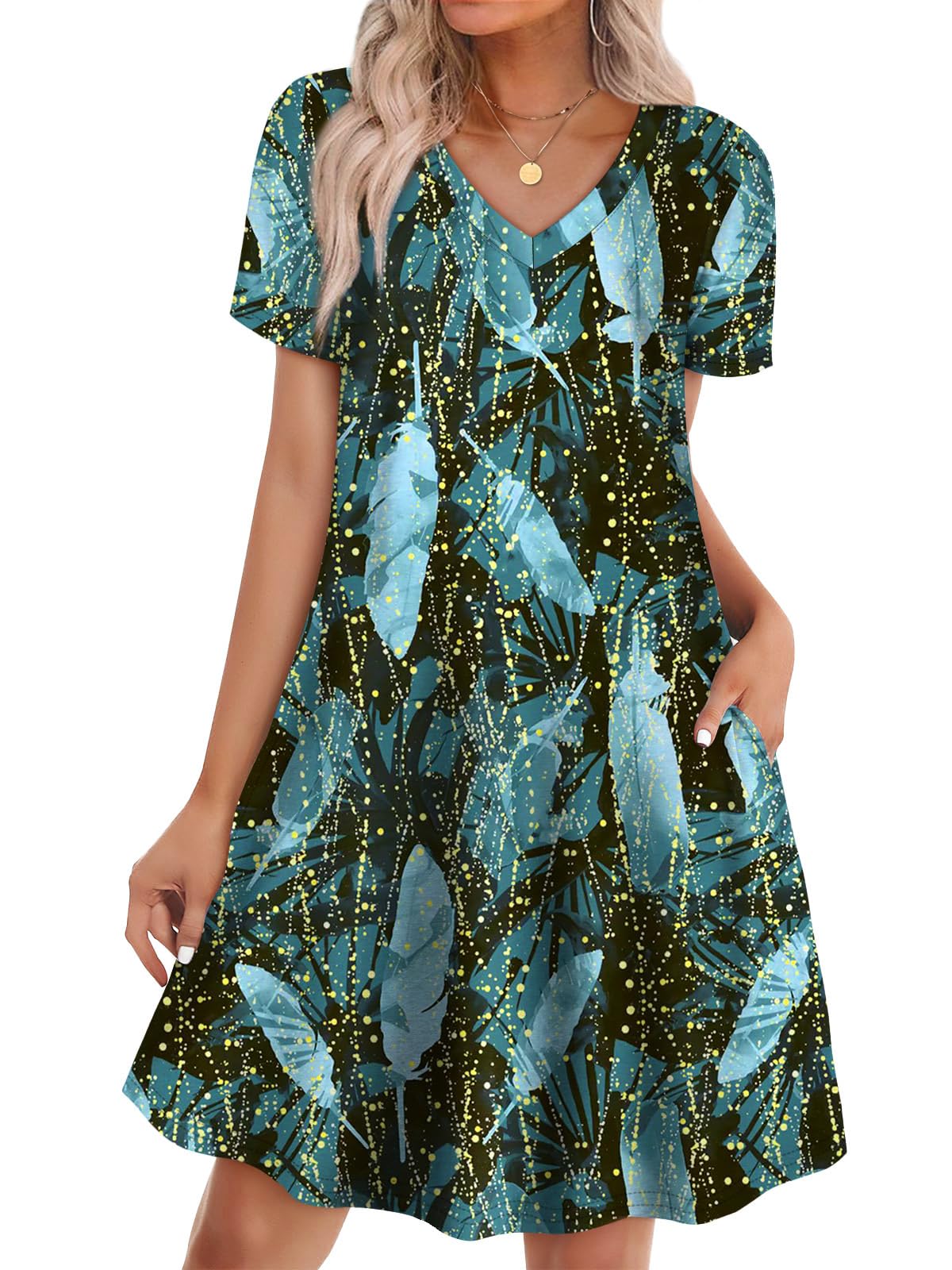 WIHOLL Boho Summer Dresses for Women Casual Loose T Shirt Dress with Pockets Beach Vacation Outfits S-4XL