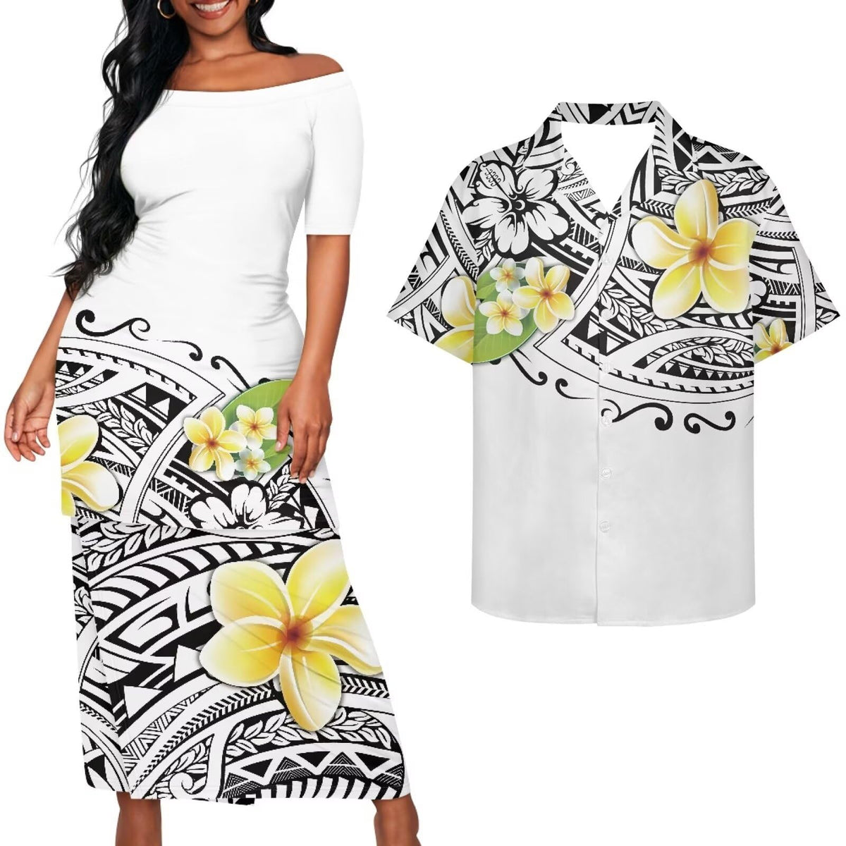 Samoa Couple Outfit Puletasi Samoa Dress Polynesian Shirts for Men Puletasi Samoan Traditional Dress Hawaiian