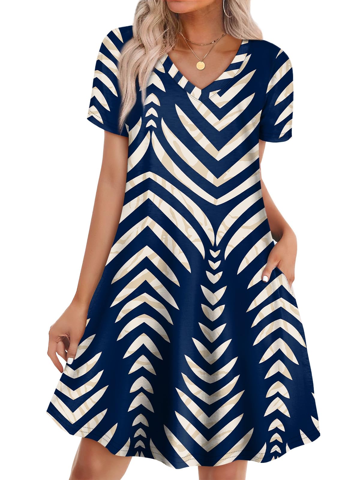 WIHOLL Boho Summer Dresses for Women Casual Loose T Shirt Dress with Pockets Beach Vacation Outfits S-4XL