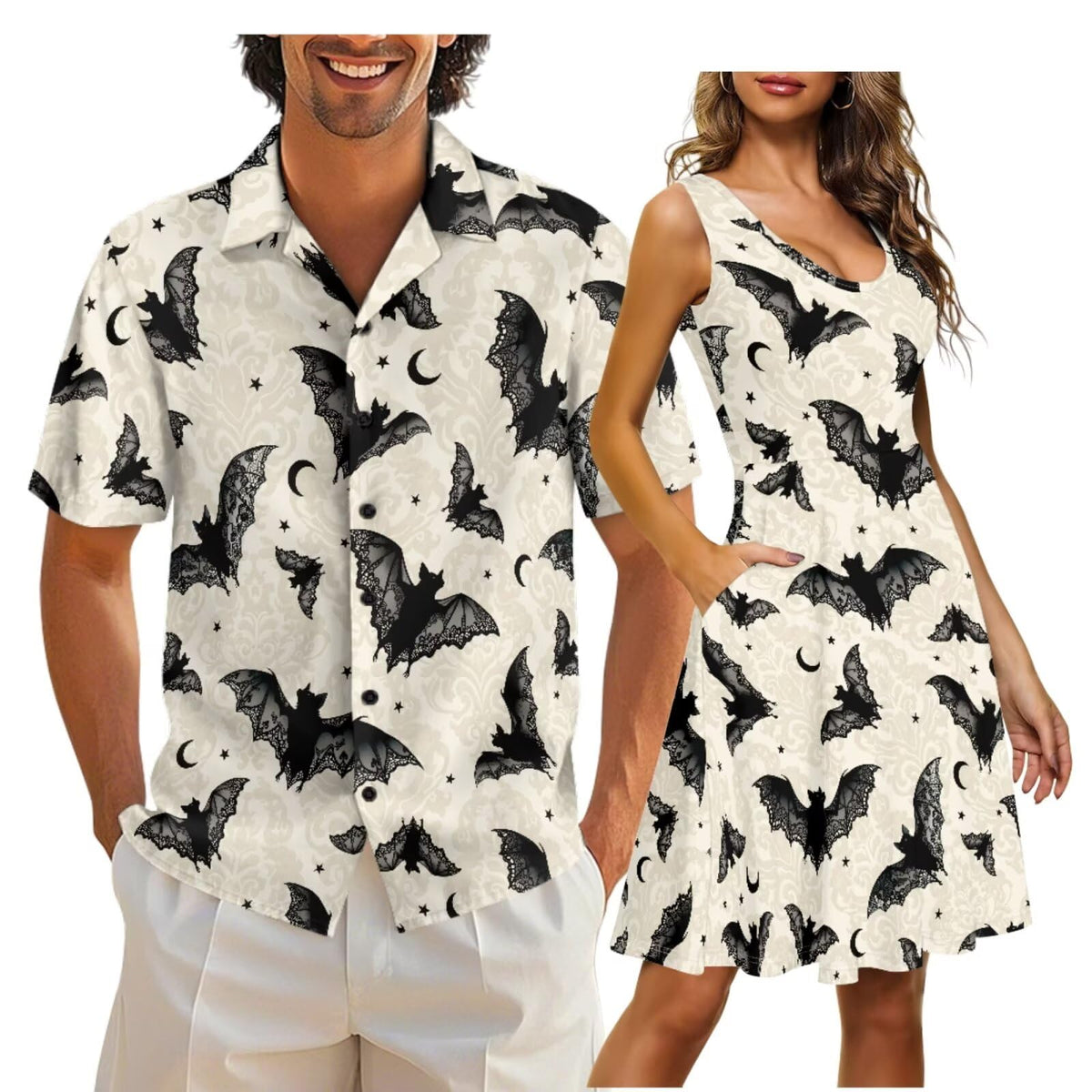 Cozeyat Independence Day Matching Outfits for Couples Mens Short Sleeve Button Down Shirts Womens Sleeveless Dress