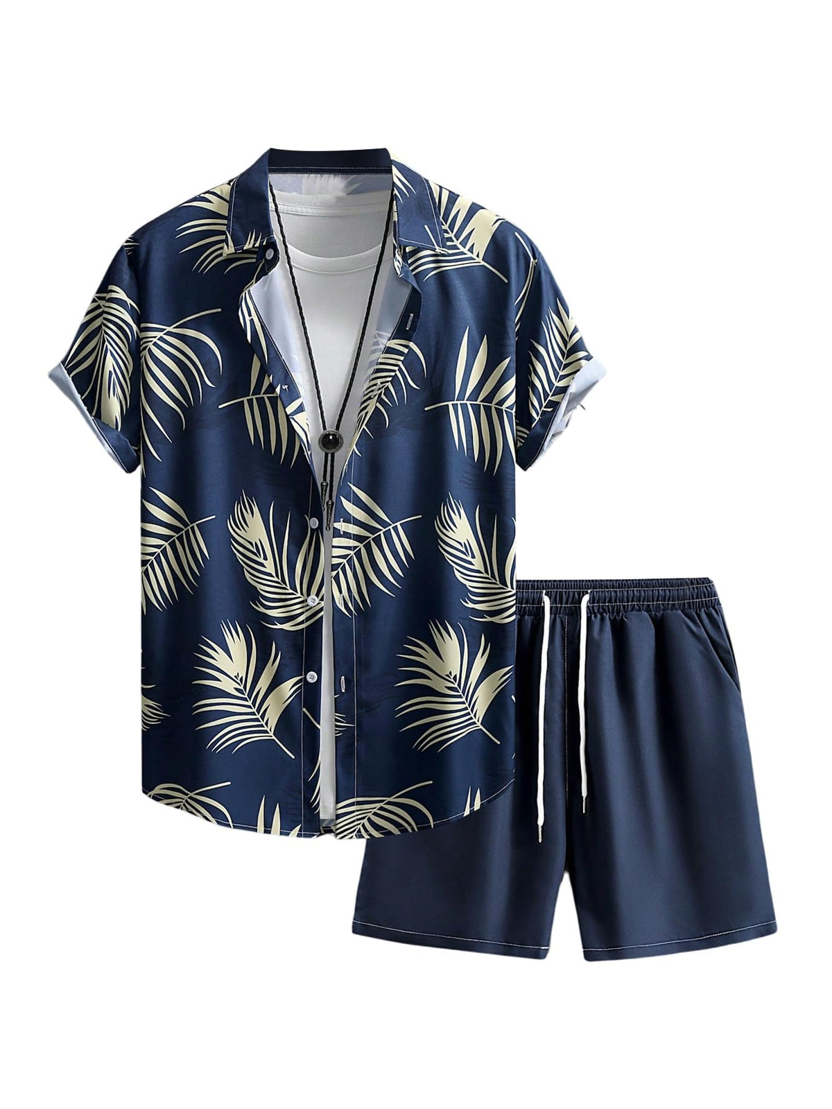 GORGLITTER Men's Beach Cruise Vacation Outfits Floral Shirt and Shorts Sets