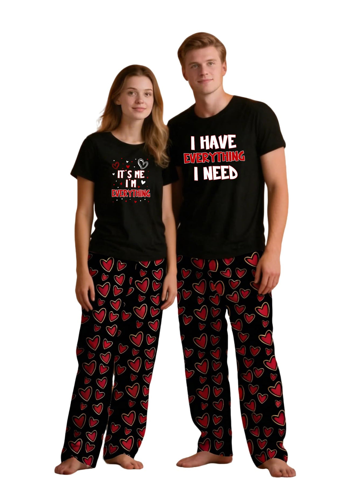 MI X TEE Matching Pajamas for Couples, His and Hers Sleepwear Sets