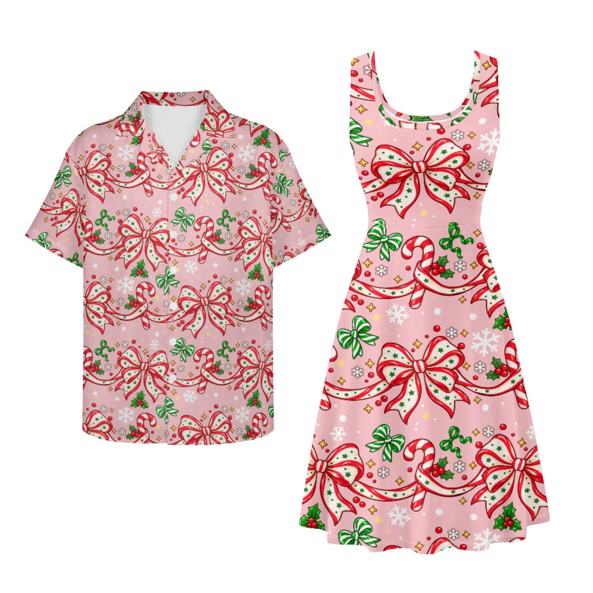 Dreaweet Summer Dresses for Women A-Line Sleeveless Flowy Sun Dresses,Men's Casual Button-Down Shirts,Couple Matching Outfits