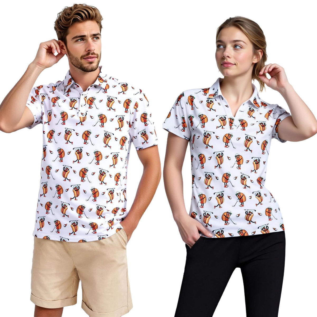 Matching Golf Shirts for Couples Funny Golf Polo Shirts for Men Women Crazy Fun Polo Shirts Couples Matching Outfits