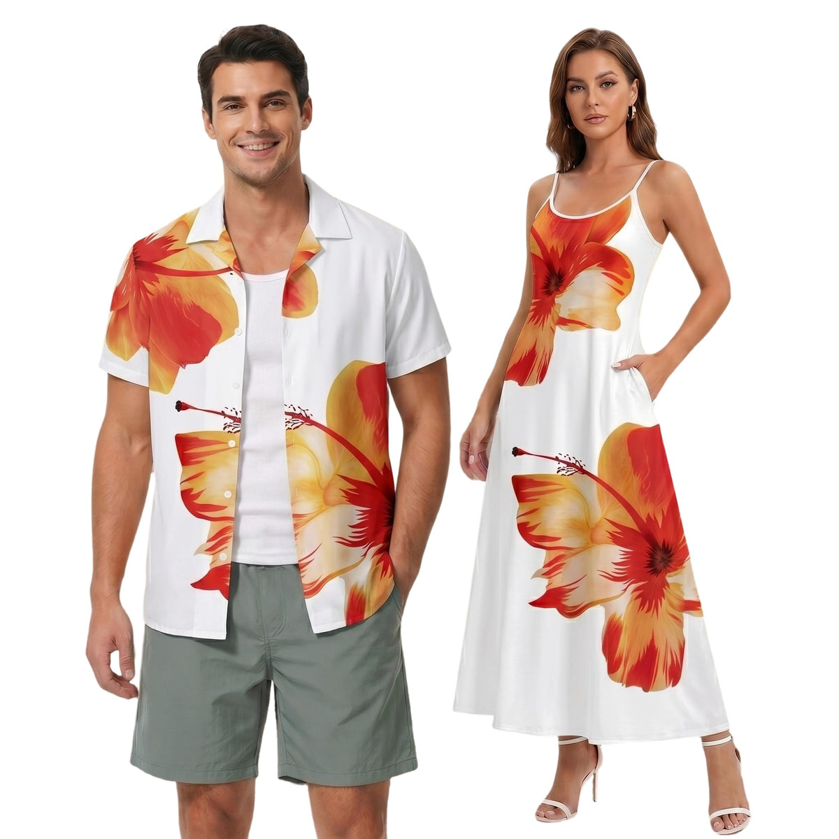 DRESSFO Couples Tropical Vacation Set