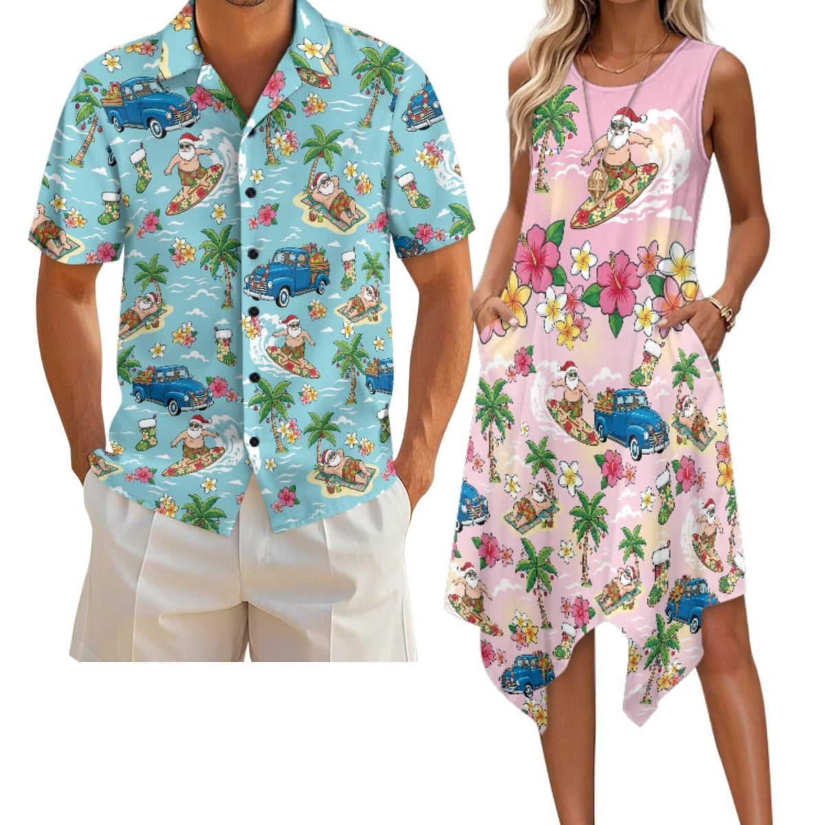 Belidome Couples Matching Outfits Husband and Wife Clothes Sleeveless Dress Button Down Short Sleeve Shirts
