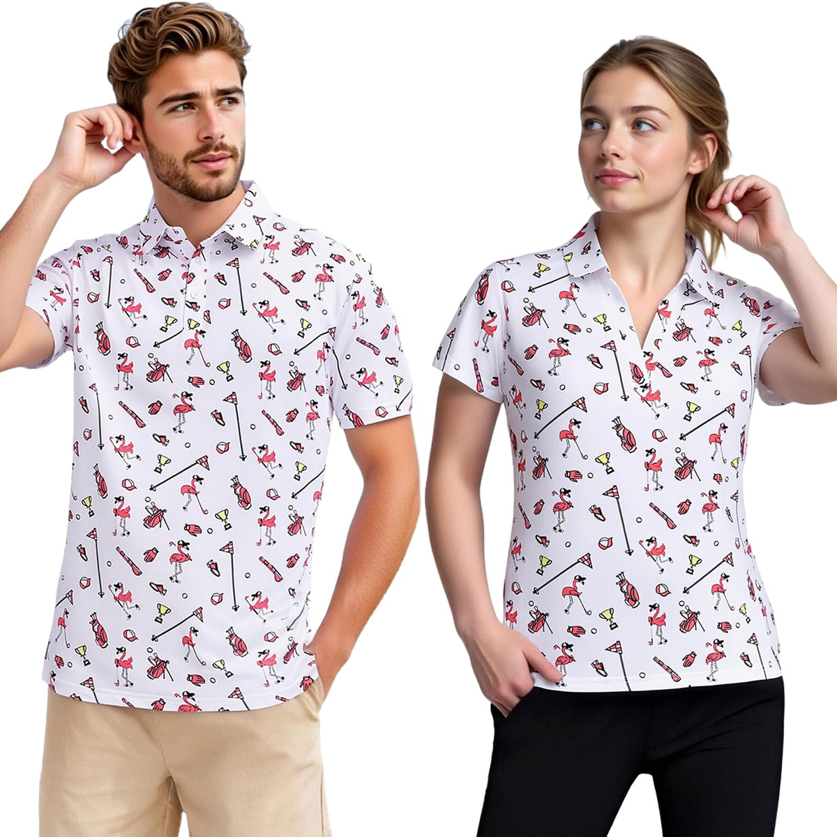 Matching Golf Shirts for Couples Funny Golf Polo Shirts for Men Women Crazy Fun Polo Shirts Couples Matching Outfits