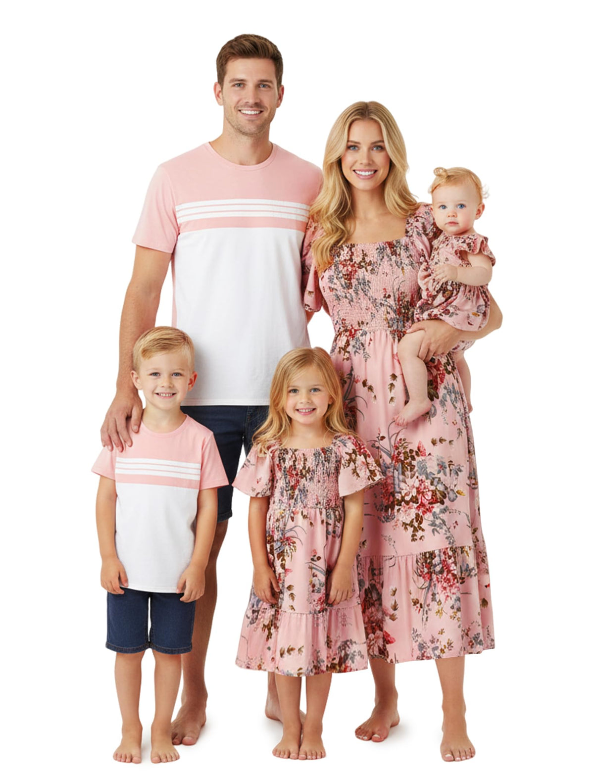 PATPAT Family Matching Outfits Mommy and Me Dresses Floral Dress & T-Shirts