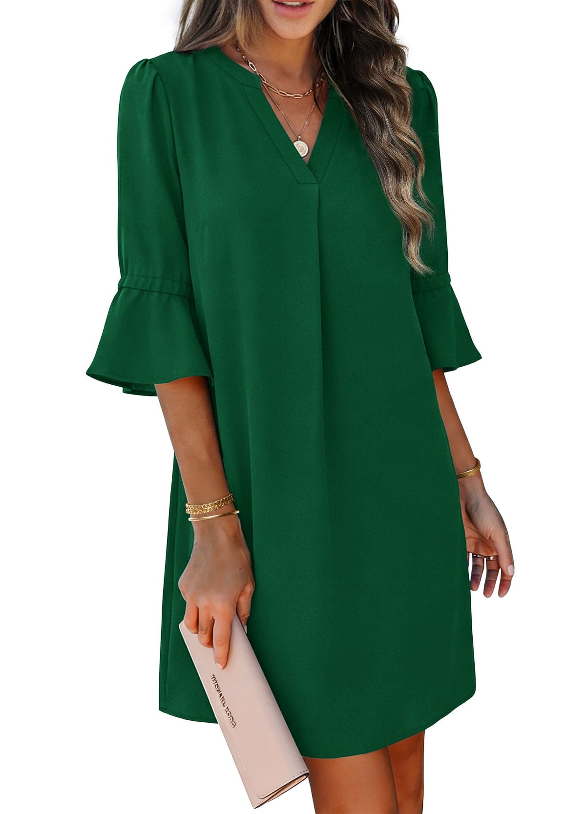RUMIA Shift Dress for Women Ruffle Sleeve Loose Casual Dress